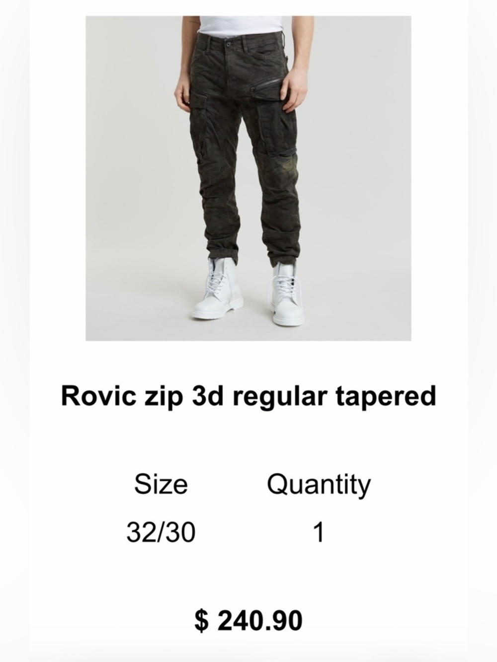 G-Star Rovic Zip 3D Regular Tapered Cargos Olive Green